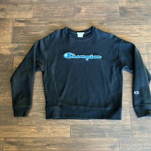Champion Reverse Weave sweatshirt Embroidered Patch Champion crew neck black med